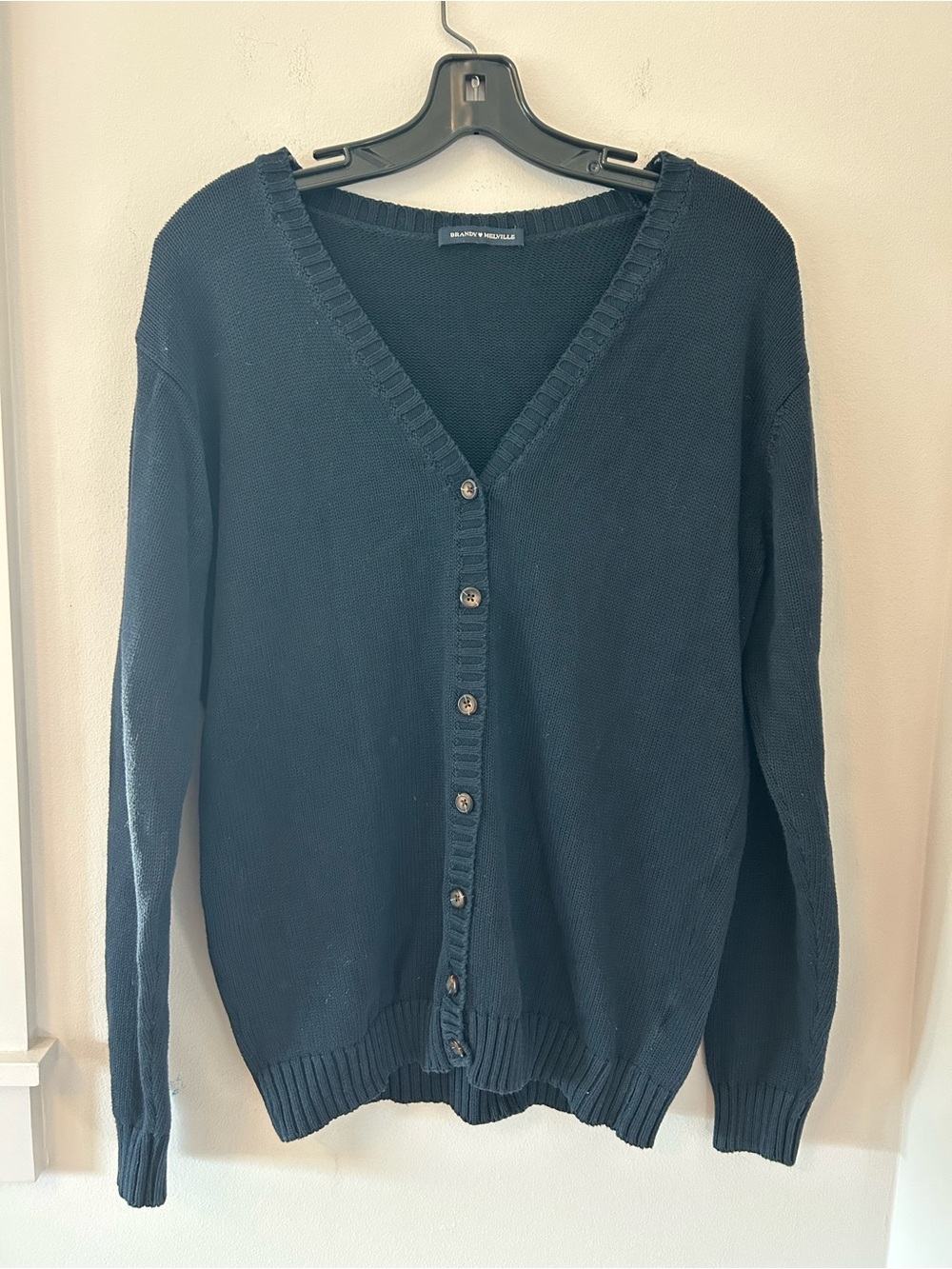 Brandy Melville Over Sized Dark Navy V-Neck Button Cardigan (One Size)